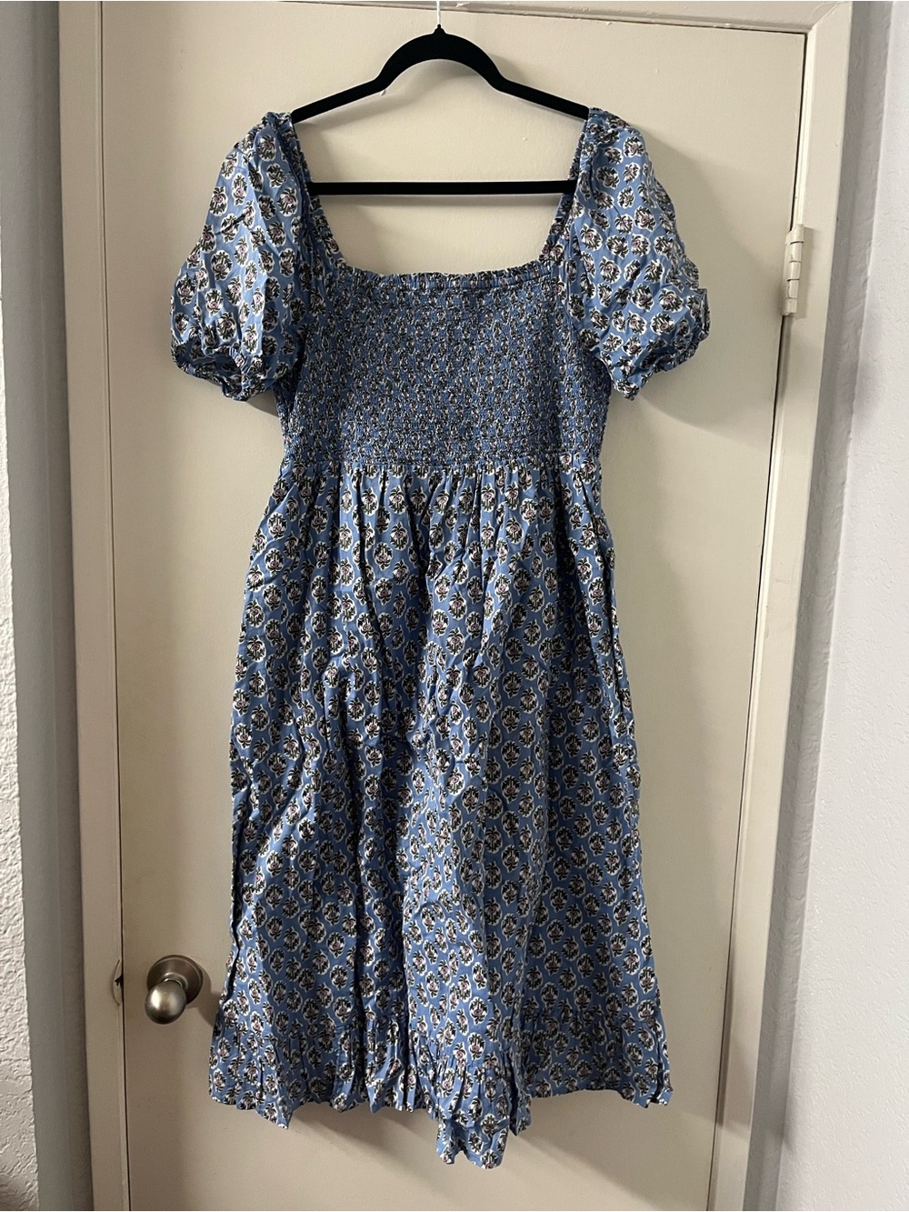 J Crew Blue Floral Dress Size L